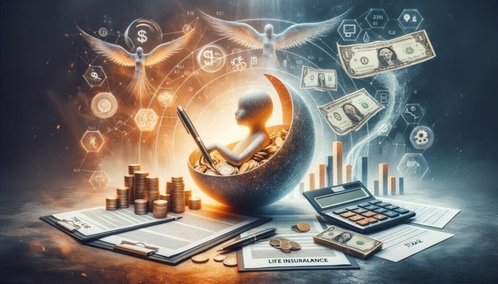 Life insurance policy transitioning to cash with tax forms in the background, symbolizing financial planning and tax implicat