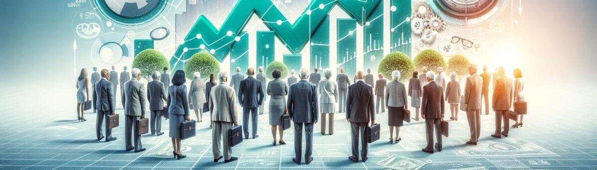 Professional banner image with financial growth charts and senior-related elements, reflecting market growth and investment o