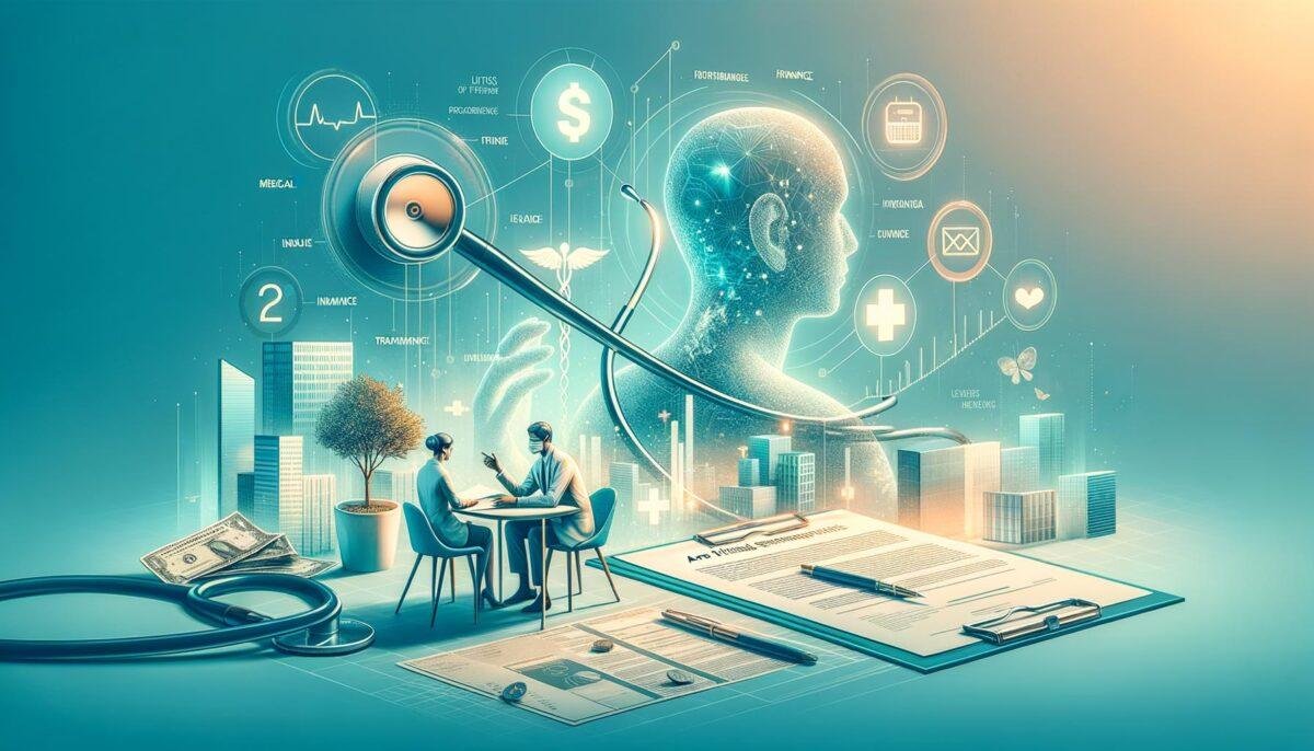 Banner image with text 'Are Viatical Settlement Proceeds Tax-Free?', featuring medical and financial symbols on a serene, pro