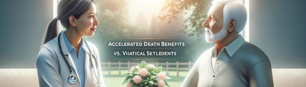 Comforting scene of a healthcare professional discussing financial options with an elderly patient, reflecting trust and empa