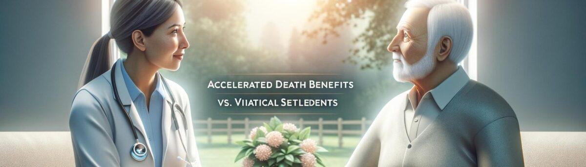 Comforting scene of a healthcare professional discussing financial options with an elderly patient, reflecting trust and empa