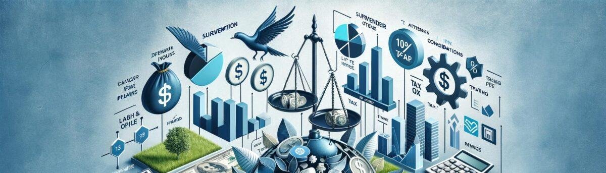 Banner illustrating the financial choices and tax implications of surrendering life insurance policies with alternatives like